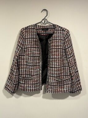 Talbots Multi-Color Tweed Collarless Jacket